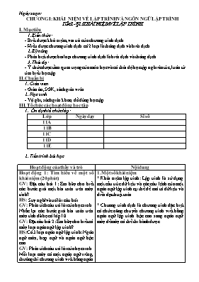 Giáo án Tin học Khối 11 - Chương trình cả năm